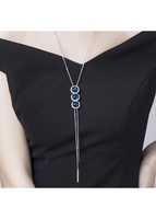 Metal Detail Rhinestone Royal Blue Necklace