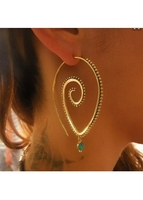 Metal Detail Rhinestone Swirl Shape Earrings