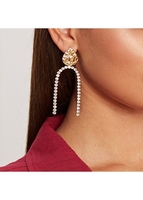 Metal Detail Rhinestone U Shape Earring Set