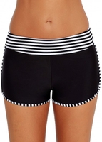 Mid Waist Monochrome Stripe Swimwear Shorts