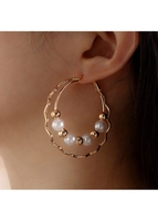 Pearl Beads Design Circle Shape Gold Earrings