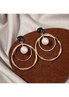 Pearl Design Gold Metal Detail Earrings