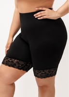 Plus Size Lace Stitching Black Shorts