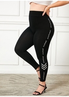 Plus Size Letter Print High Waist Legging