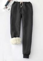 Plush Black Jogger Drawastring High Waisted Pants