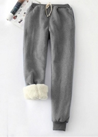 Plush Grey Jogger Drawastring High Waisted Pants