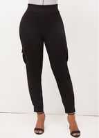 Pockets High Waist Black Elastic Detail Pants