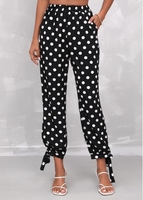 Polka Dot Black Tie Side Pants