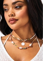 Rainbow Color Bohemia Beads Pearl Necklace Set