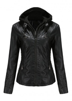 Removable Hood Black Long Sleeve Jacket