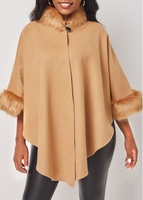 Remove Detachable Faux Fur Trim Light Camel Coat