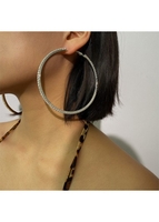 Rhinestone Circular Shape Gold Earring Set