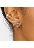 Rhinestone Gold Metal Detail C Shape Earring Set