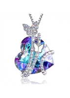 Rhinestone Purple Heart Butterfly Design Mother