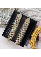Rhinestone Tassel Design Gold Earring Set