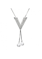 Rhinestone V Shape Silver Necklace for Women