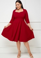 ROTITA 3/4 Sleeve Plus Size Sweetheart Neckline Dress