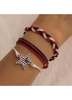 Rotita American Flag Alloy Red Star Bracelet Set - One Size