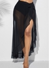 Rotita Black Beach Wrap Skirt Cover Up Lace Flowy Black Cover Up Skirt - L