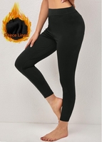 ROTITA Black High Waisted Elastic Waist Fleece Lined Leggings