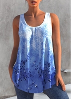 ROTITA Blue Ombre Floral Print Tank Top