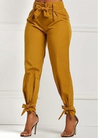 ROTITA Bowknot Ginger Elastic Waist Mid Waisted Pants