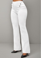 ROTITA Breathable White Straight Leg Zipper Fly Pants