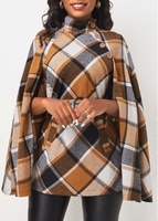 ROTITA Button Tartan Print Multi Color Belted Coat