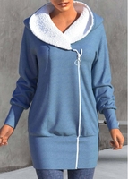 ROTITA Dusty Blue Long Sleeve Zipper Jacket