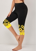 ROTITA Floral Print Black High Waisted Leggings