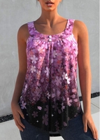 ROTITA Floral Print Ombre Hot Pink Tank Top
