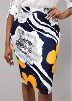 ROTITA Floral Print Retro High Waisted Skirt
