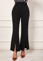 ROTITA Front Slit High Waist Black Flare Pants