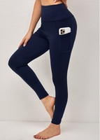 ROTITA High Waist Navy Blue Skinny Stretch Fabric Pocket Pants