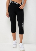 ROTITA High Waisted Letter Print Skinny Pants
