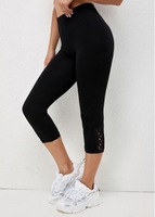 ROTITA High Waisted Solid Lace Stitching Pants