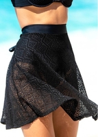 ROTITA Lace Stitching High Waisted Faux Two Piece Swim Skirt