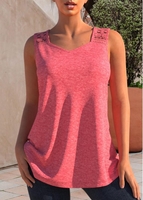 ROTITA Lace Stitching Pink Wide Strap Tank Top