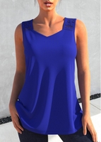 ROTITA Lace Stitching Royal Blue Tank Top
