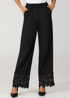ROTITA Lace Tape Hem Black High Waisted Pants