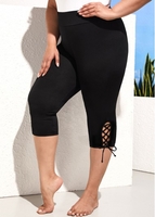 ROTITA Lace Up Black Plus Size High Waisted Shorts