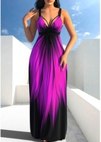 ROTITA Lace Up Wide Strap Violet Dress