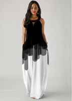 ROTITA Ladder Cutout Color Block Sleeveless Dress