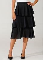 ROTITA Layered Hem High Waist Black Skirt