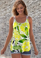 ROTITA Lemon Print Sleeveless Wide Strap Camisole Top
