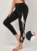 ROTITA Leopard Black Ankle Length High Waisted Leggings