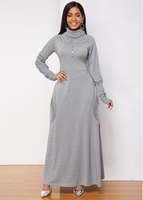 ROTITA Long Sleeve Side Pocket Turtleneck Dress