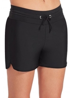 ROTITA Mid Waist Black Drawstring Detail Swim Shorts