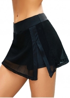 ROTITA Mid Waist Mesh Stitching Solid Pantkirt