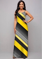 ROTITA Moroccan Print Spaghetti Strap Maxi Dress
